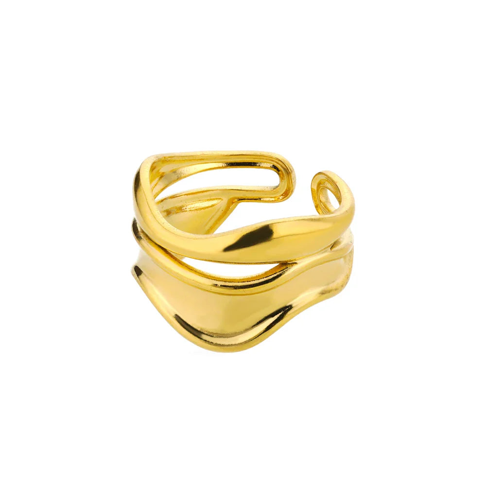 Anello aperto con design ondulato
