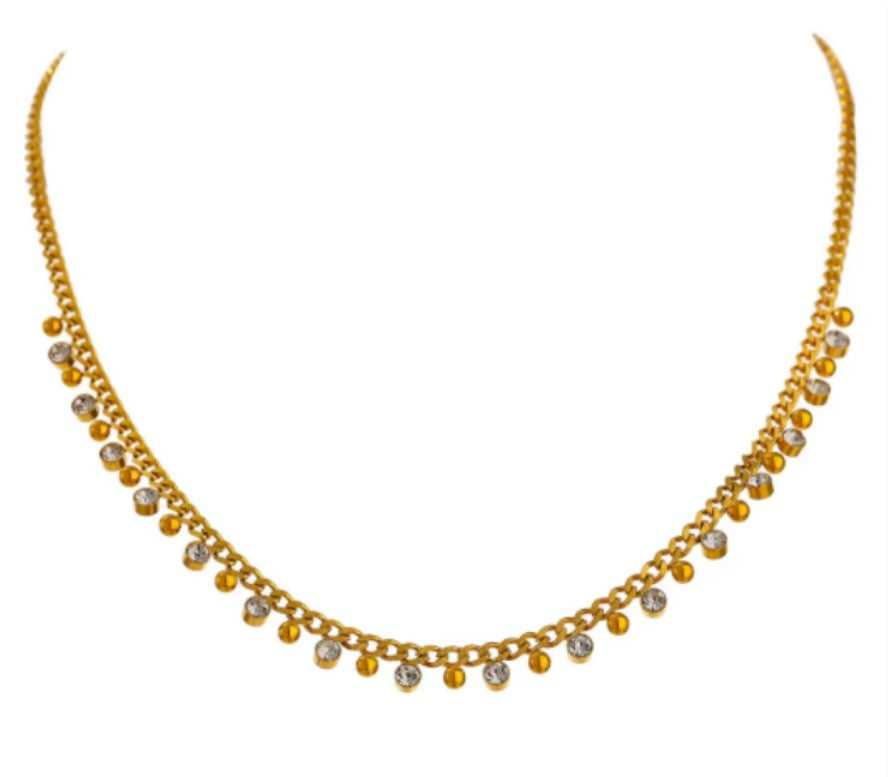 Collana con perle rotonde multidiamante