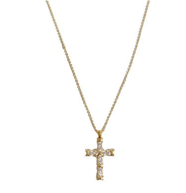 Collana con croce in metallo misto e diamanti