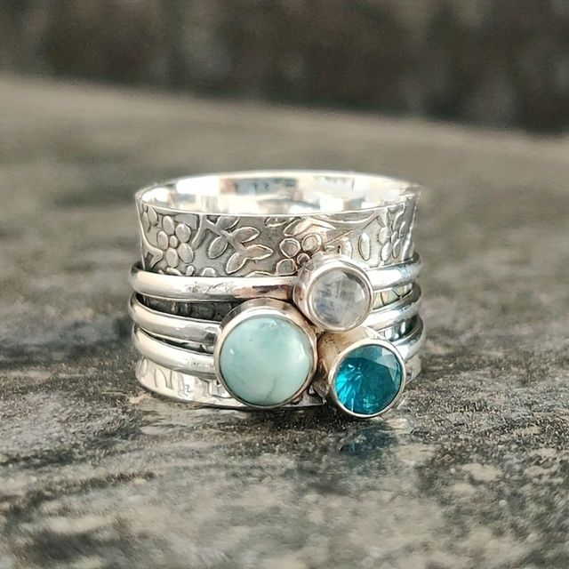 Anello Vintage con Pietra Blu Naturale