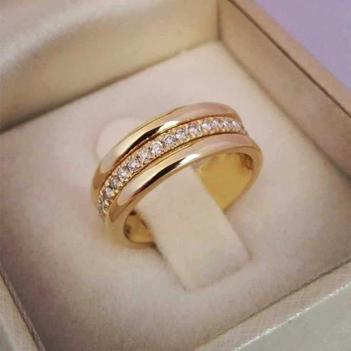Anello Elegante con Zirconia Doppia