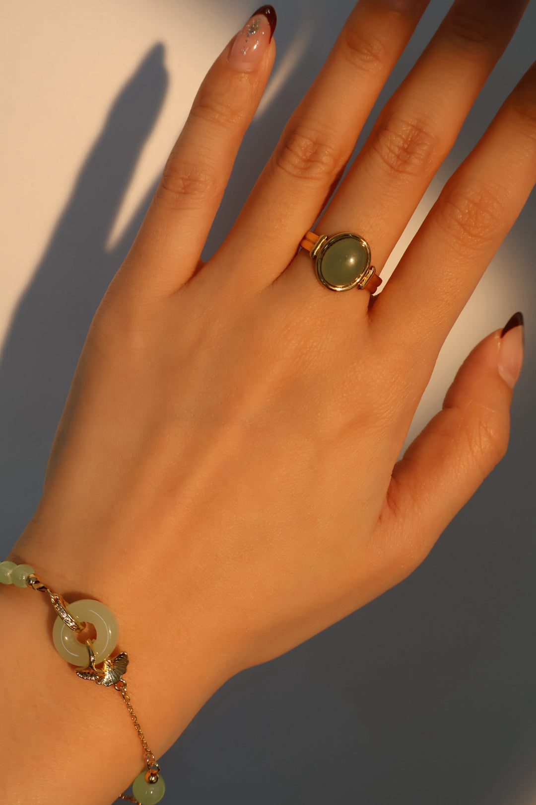 Bracciale in giada e ginkgo