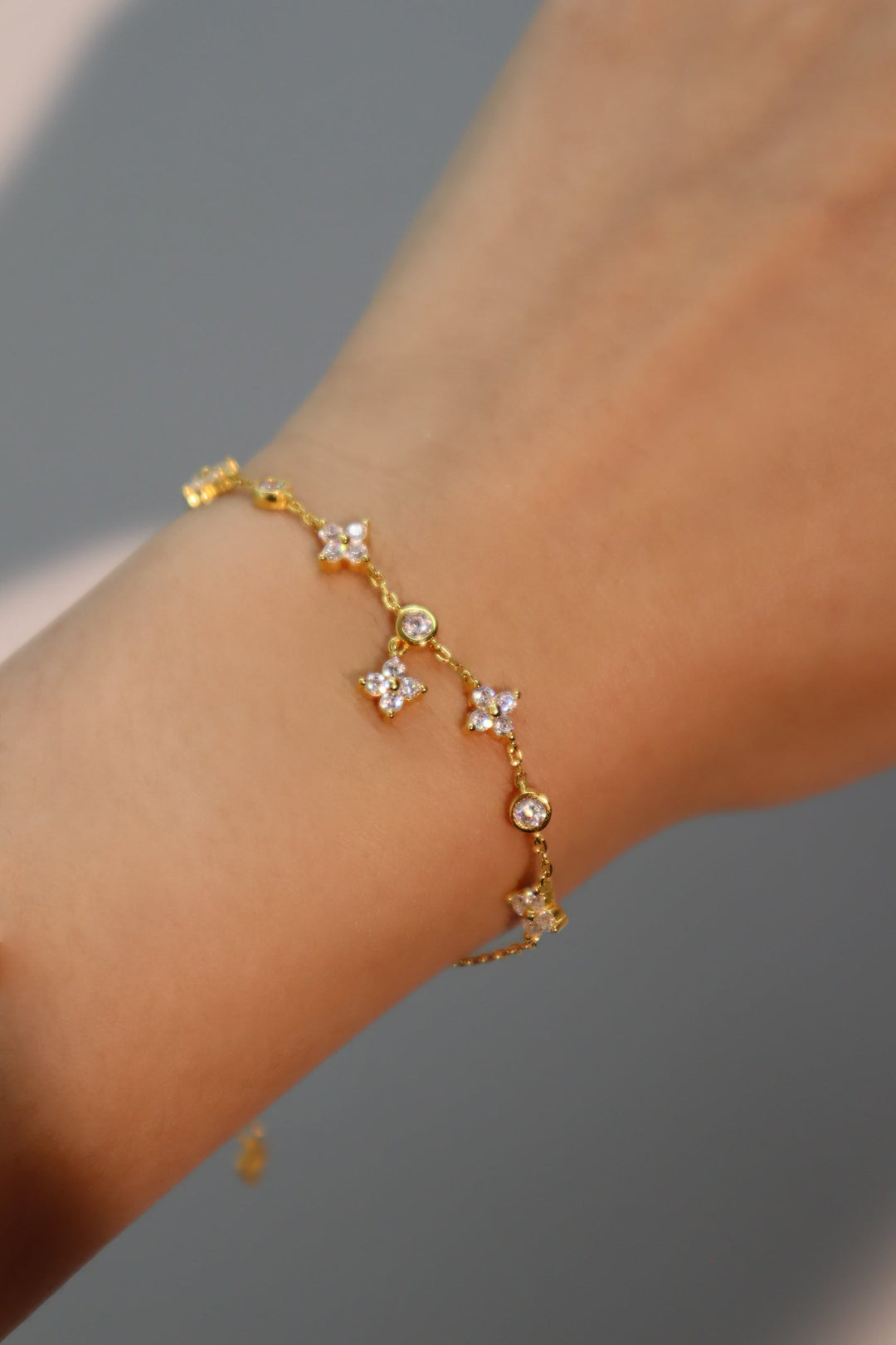 Bracciale multi-foglia portafortuna in vermeil