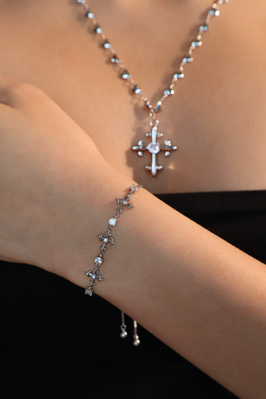 Bracciale con croce multi zirconia
