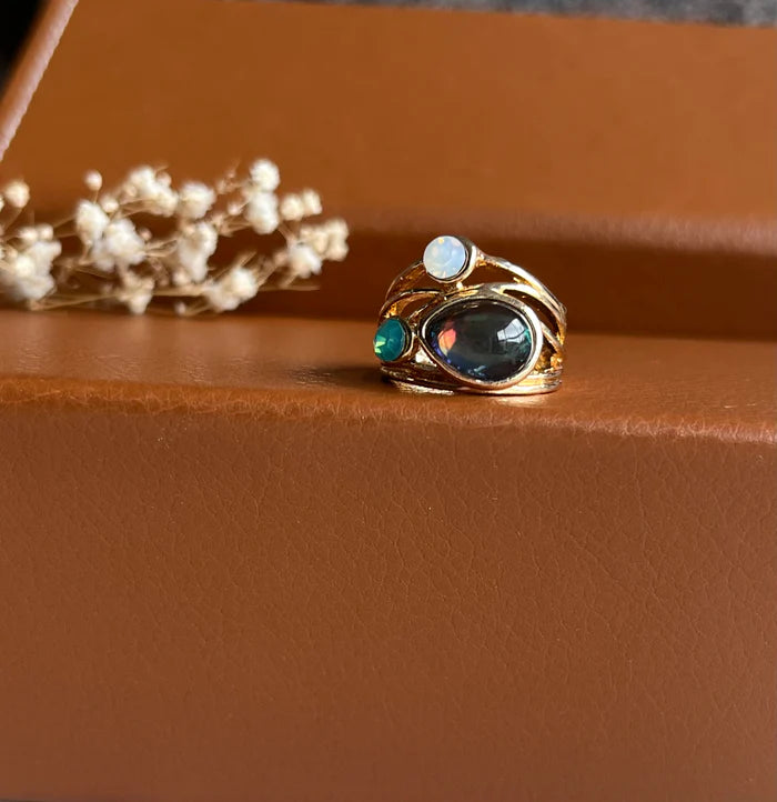 Anello Vintage con Pietra di Luna Blu