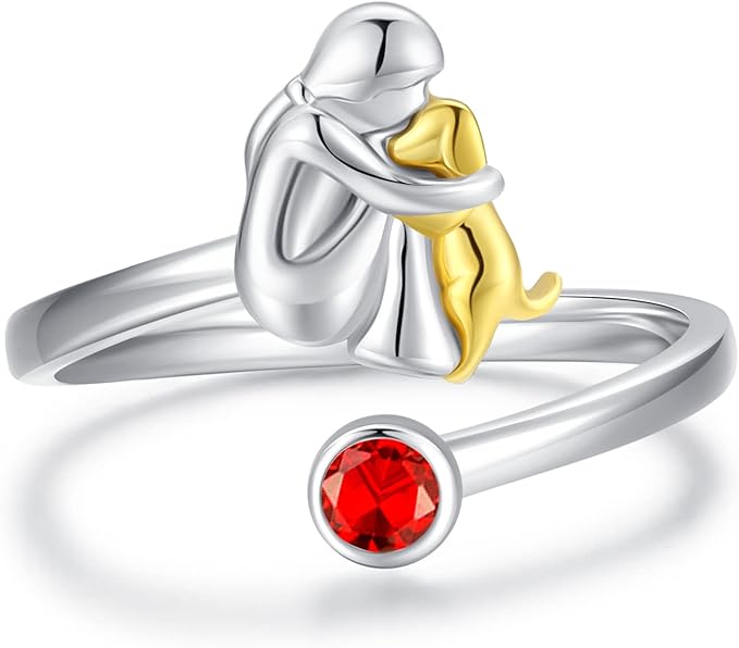 Anello Cane con Figura Ragazza