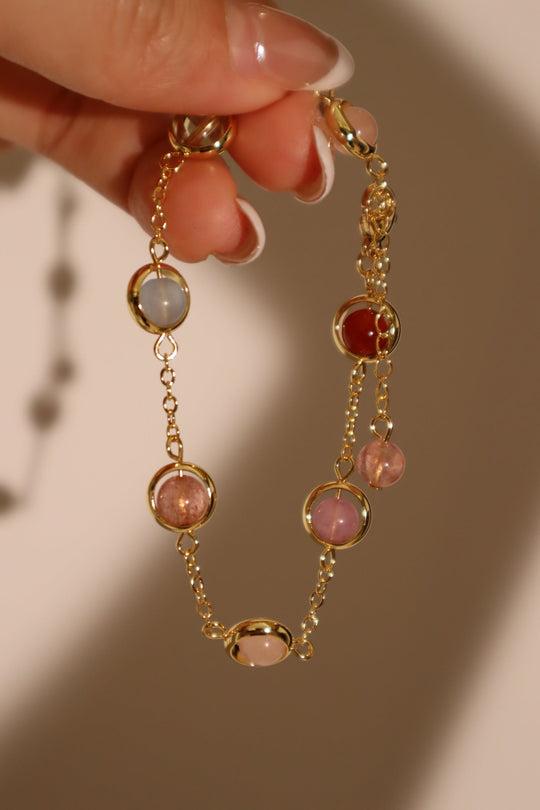 Bracciale con pietre di luna multicolore