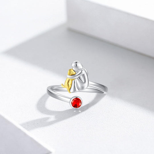 Anello Cane con Figura Ragazza