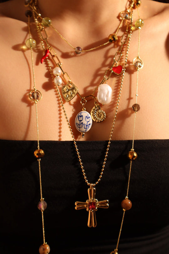 Collana di perle da spiaggia in acciaio inossidabile