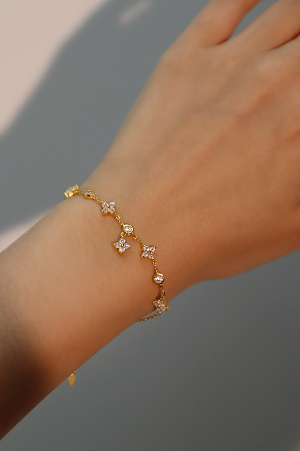 Bracciale multi-foglia portafortuna in vermeil