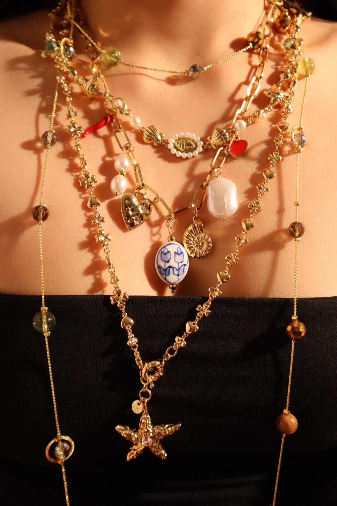 Collana di perle da spiaggia in acciaio inossidabile