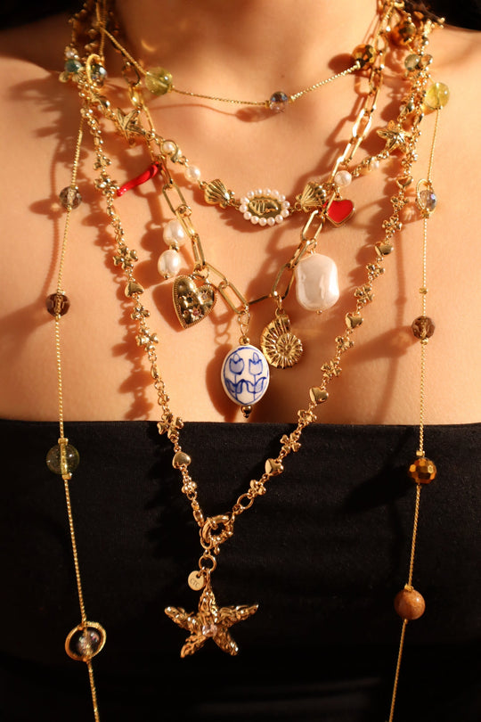 Collana di perle da spiaggia in acciaio inossidabile