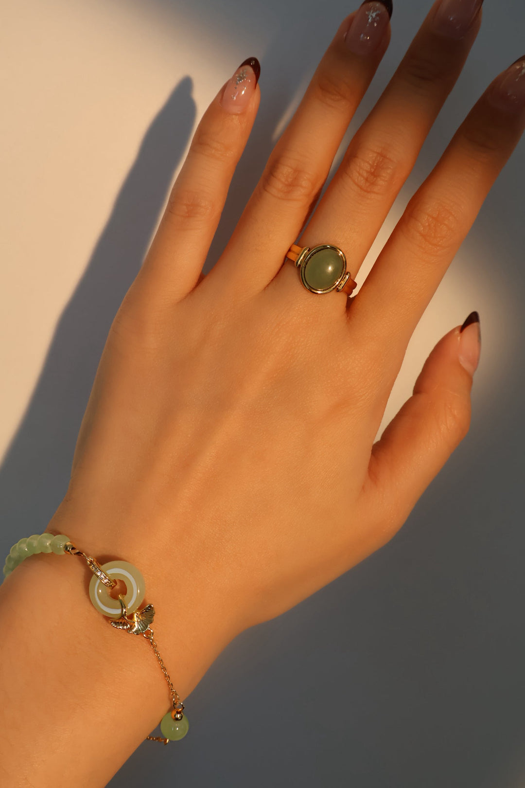 Bracciale in giada e ginkgo