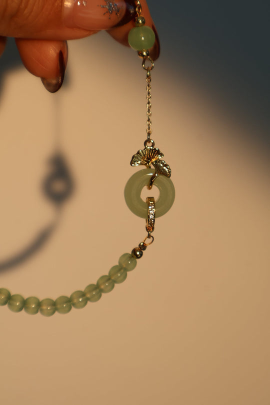 Bracciale in giada e ginkgo