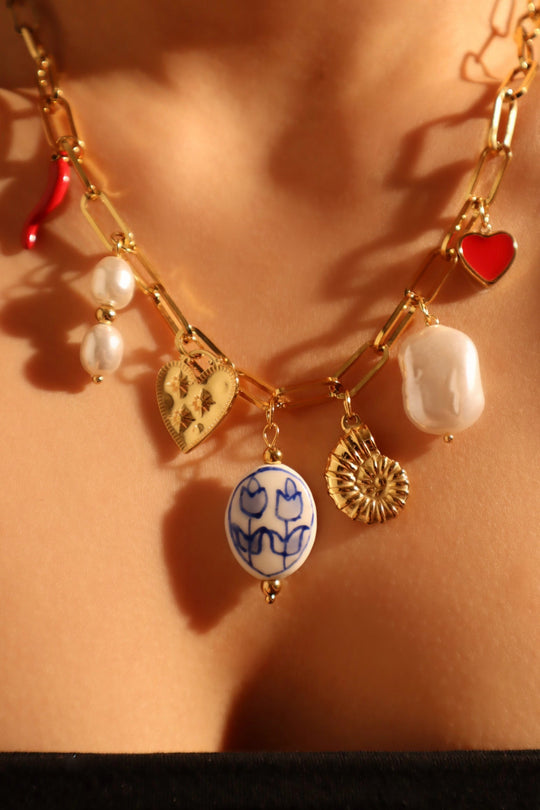 Collana di perle da spiaggia in acciaio inossidabile
