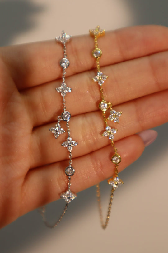 Bracciale multi-foglia portafortuna in vermeil