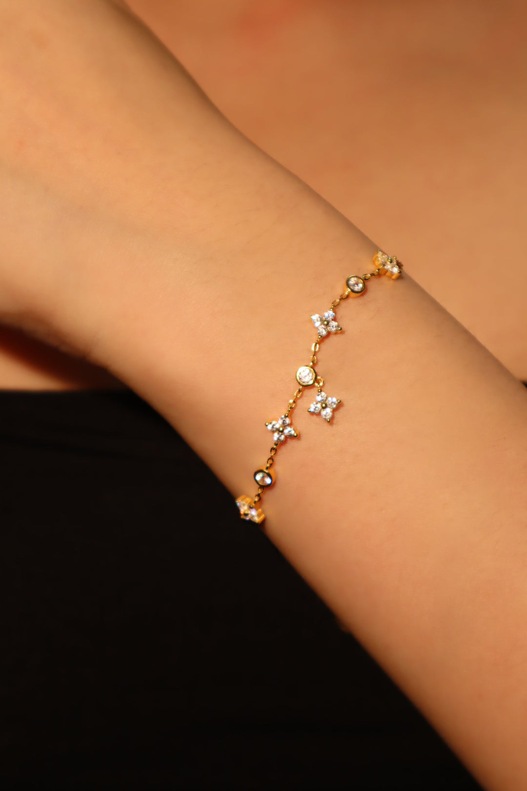 Bracciale multi-foglia portafortuna in vermeil