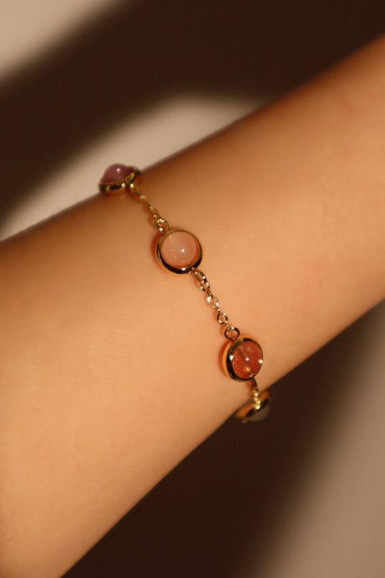 Bracciale con pietre di luna multicolore