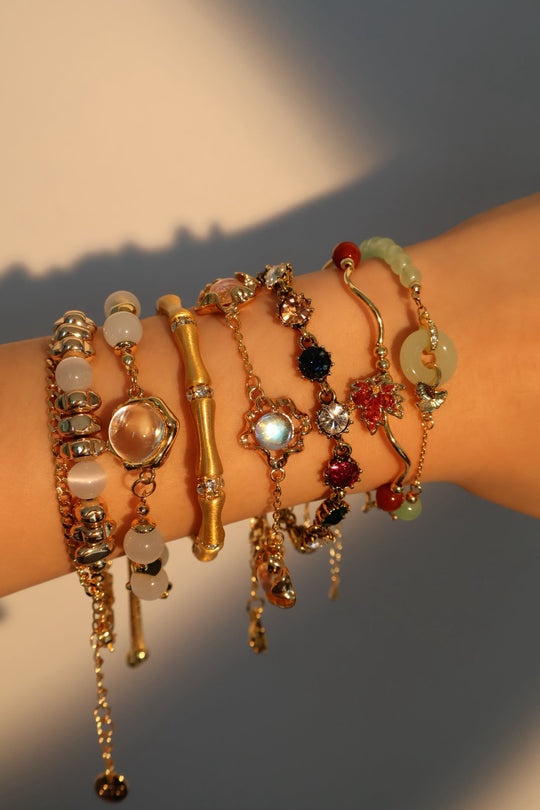 Bracciale in giada e ginkgo
