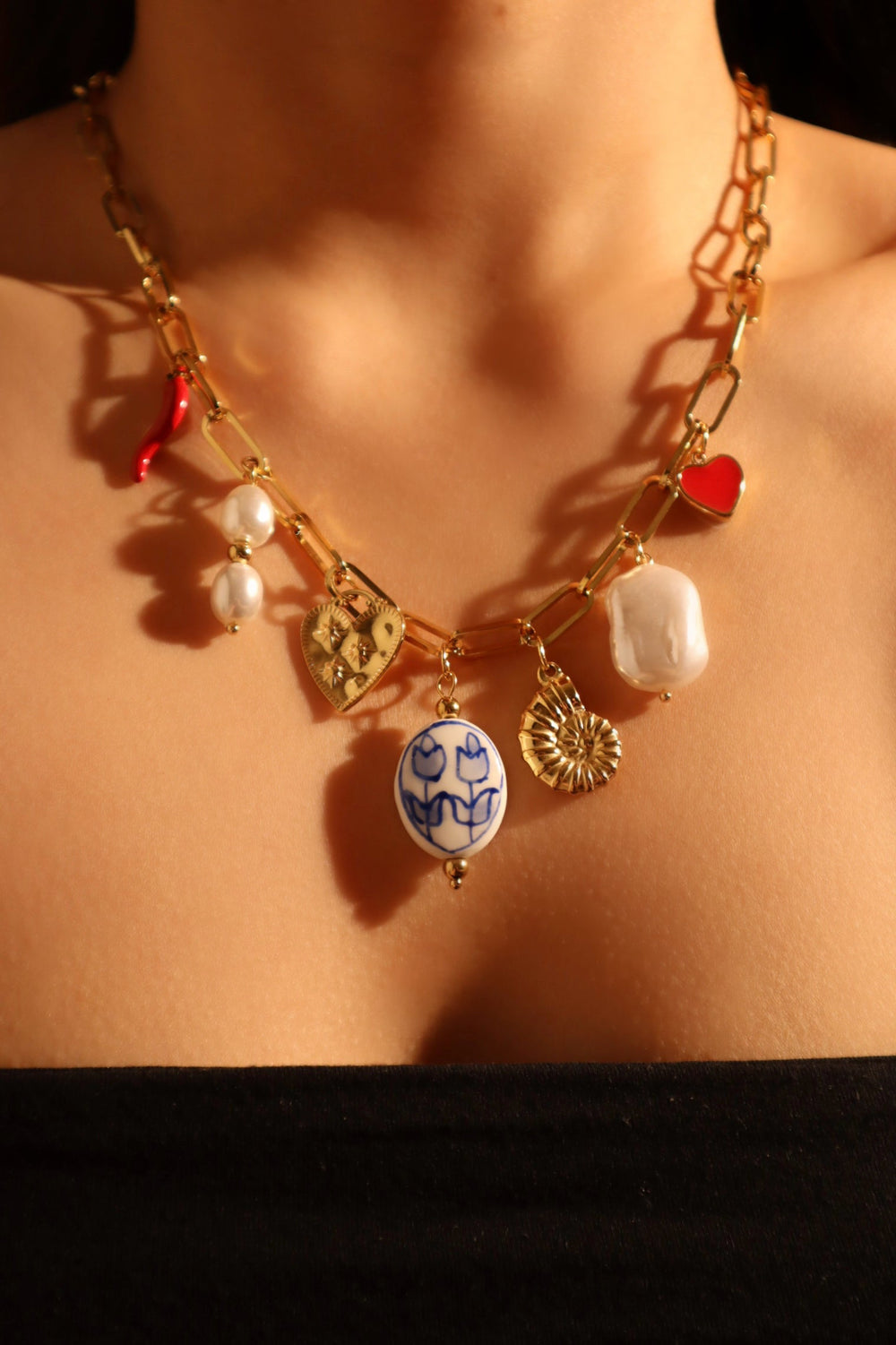Collana di perle da spiaggia in acciaio inossidabile