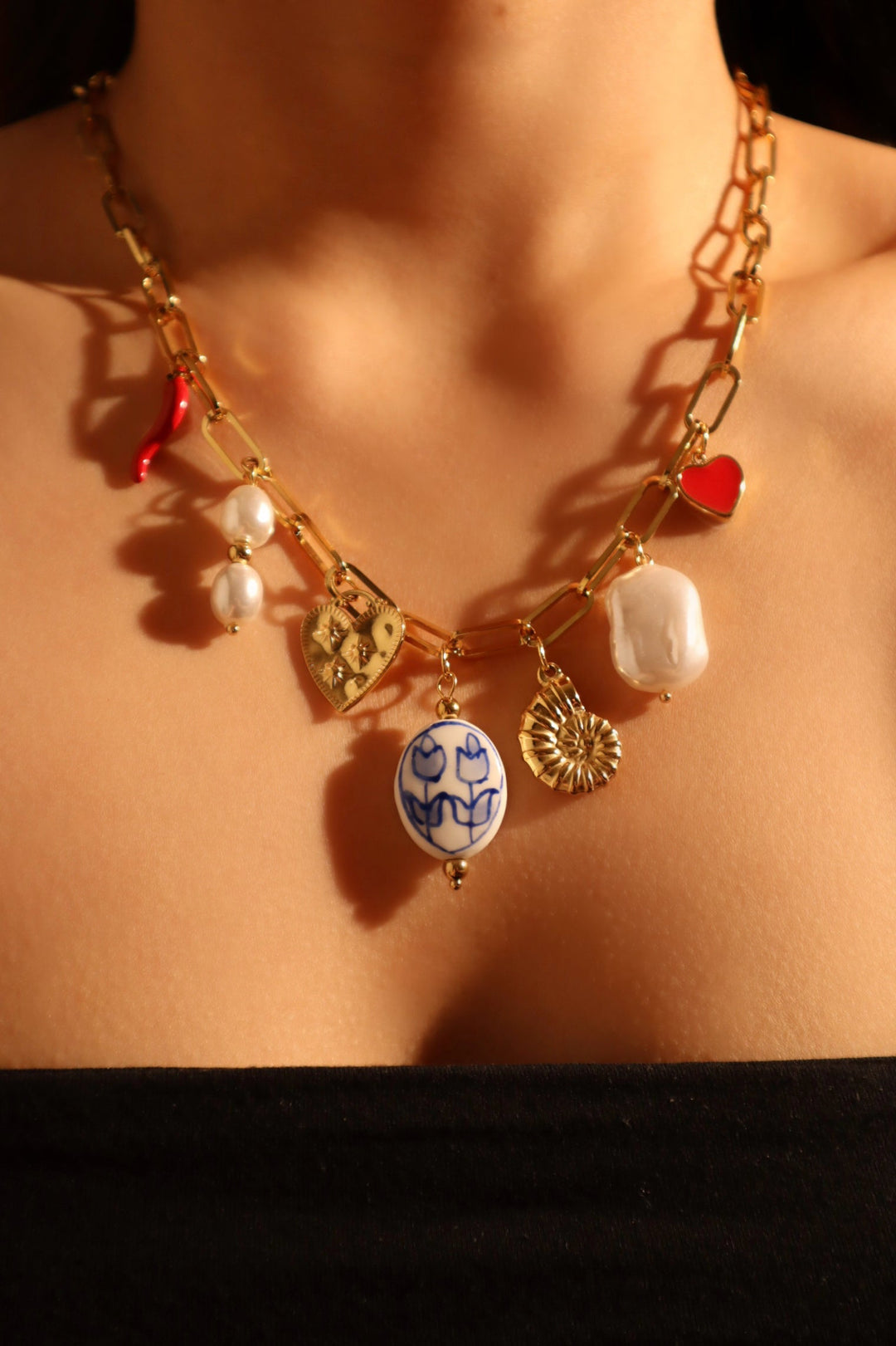 Collana di perle da spiaggia in acciaio inossidabile