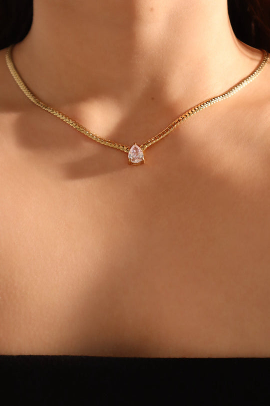Collana a catena con gocce d'acqua in acciaio inossidabile
