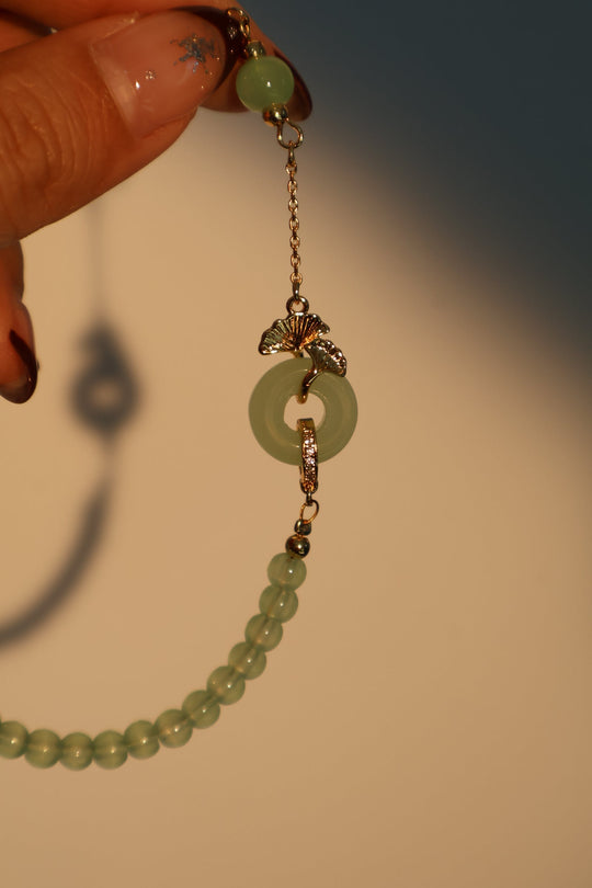Bracciale in giada e ginkgo