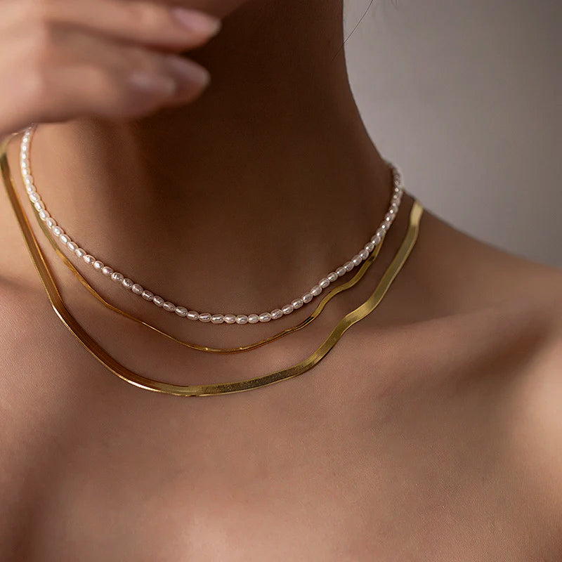 Collana girocollo in perle d'acqua dolce Rayo