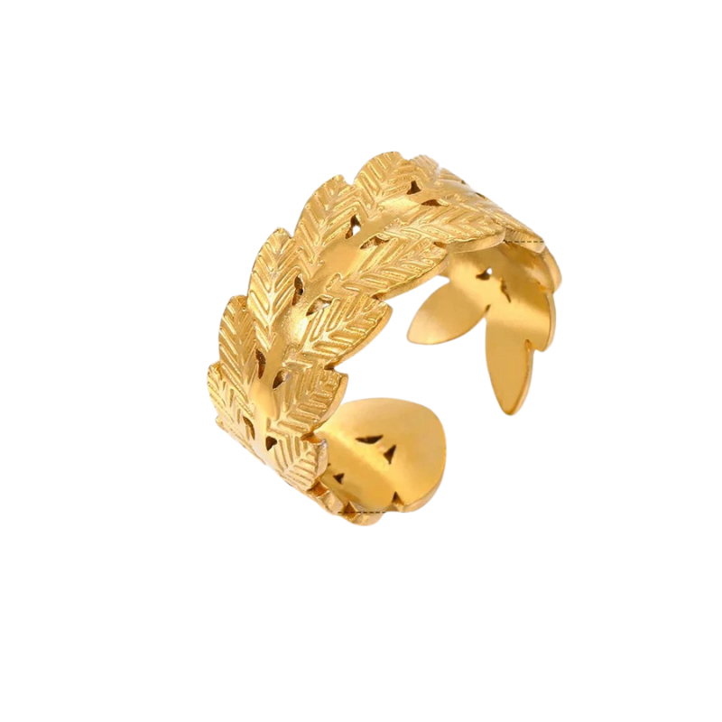 Elegante anello a forma di foglia regolabile