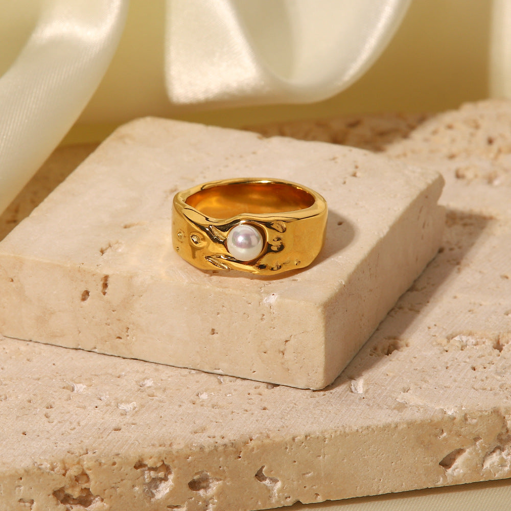 Anello con perla d'acqua dolce Cerulia