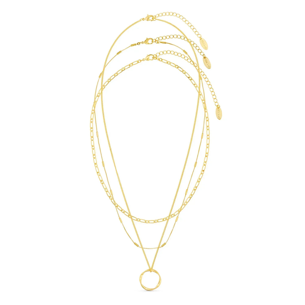 Collana a tre file con cerchio aperto