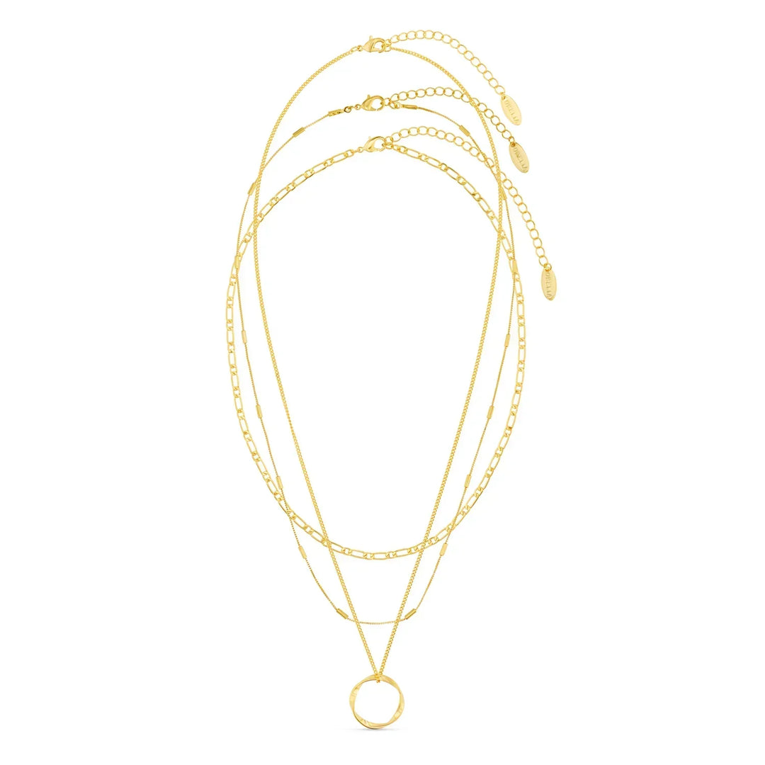 Collana a tre file con cerchio aperto