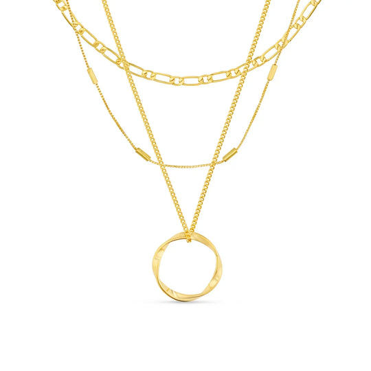 Collana a tre file con cerchio aperto