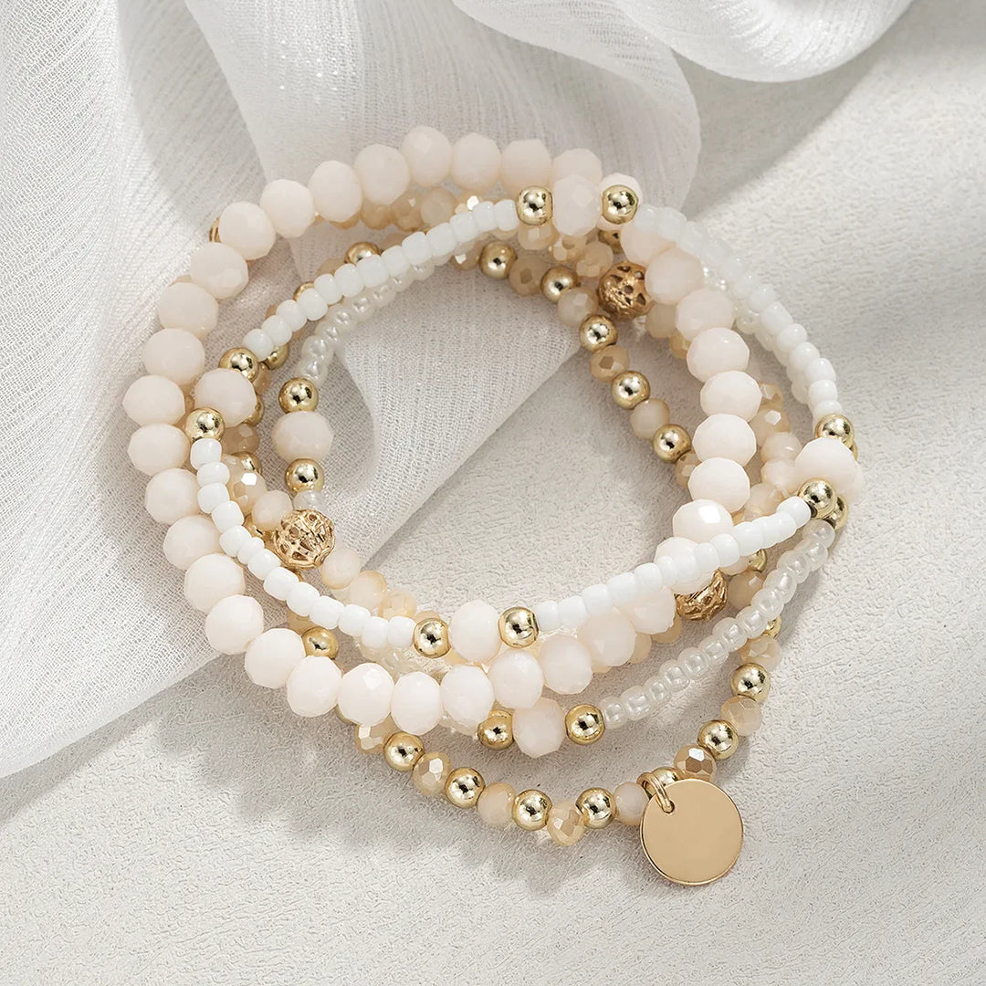 Set di 5 braccialetti con perline in resina per donna