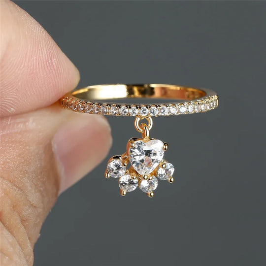 Anello Zampa & Cuore Bicolore