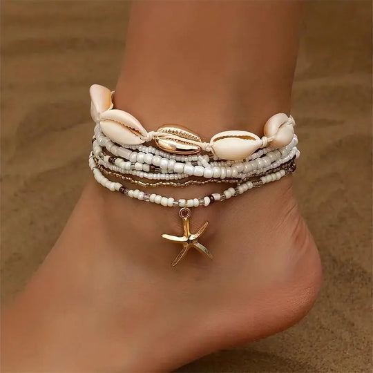 Set di cavigliere da spiaggia in stile boho per donna