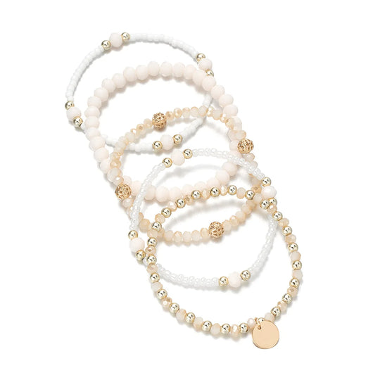 Set di 5 braccialetti con perline in resina per donna