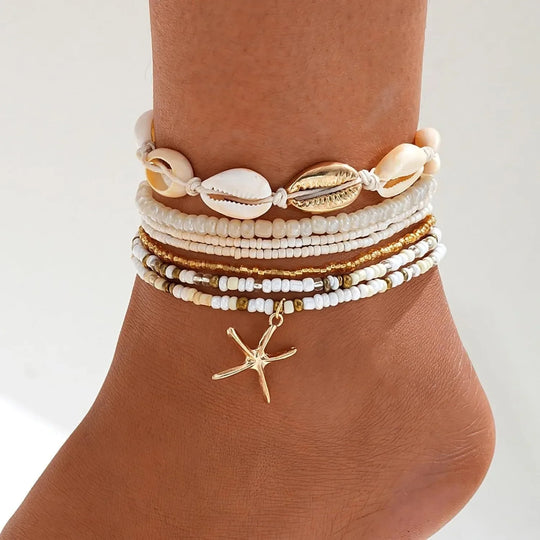 Set di cavigliere da spiaggia in stile boho per donna