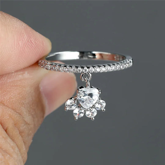 Anello Zampa & Cuore Bicolore