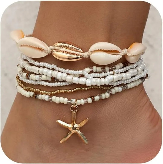 Set di cavigliere da spiaggia in stile boho per donna