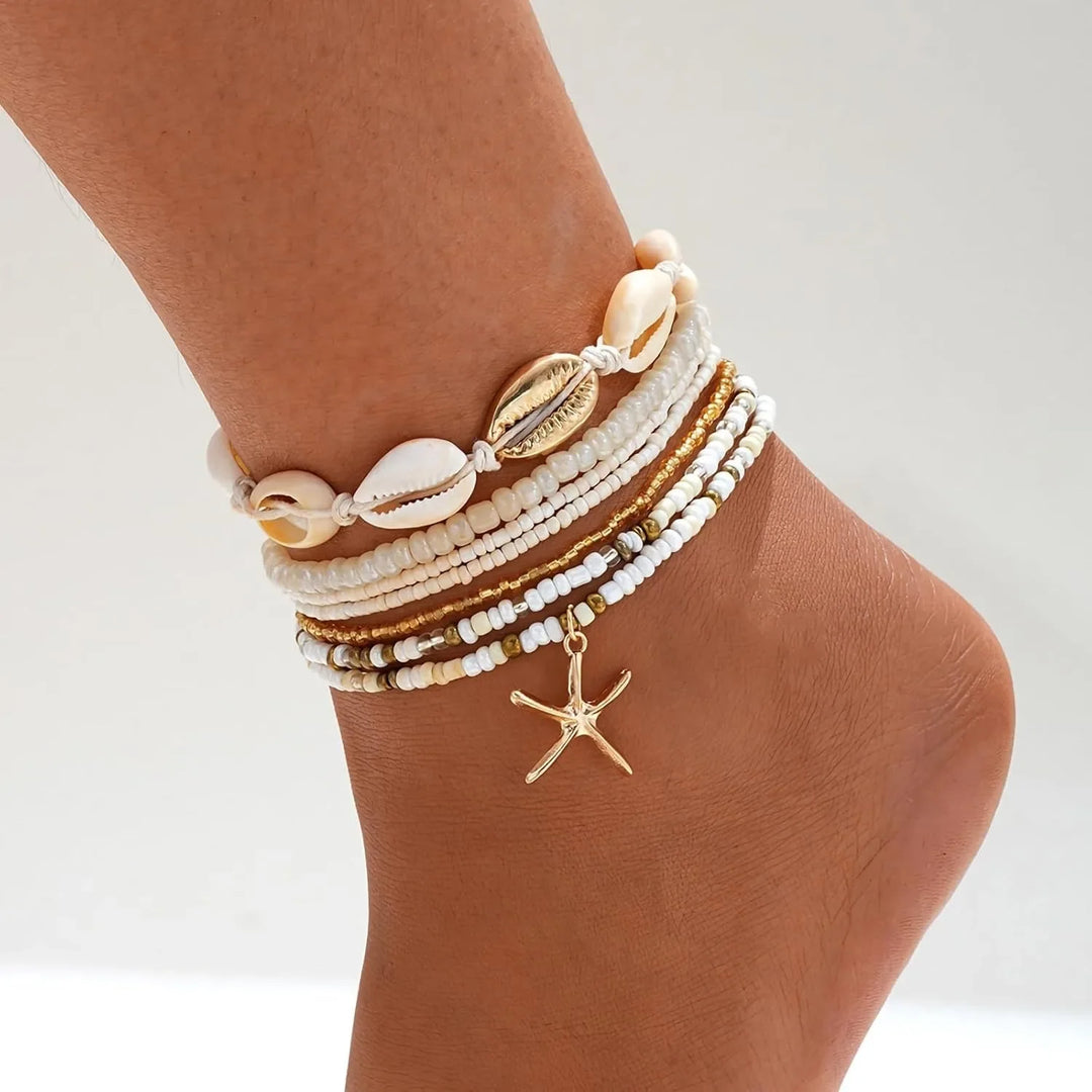 Set di cavigliere da spiaggia in stile boho per donna