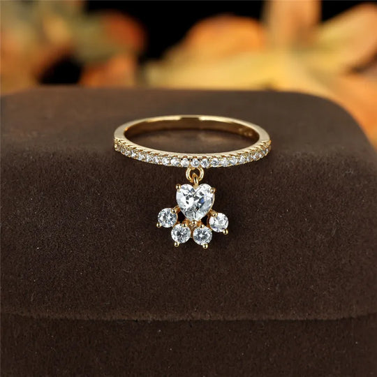Anello Zampa & Cuore Bicolore