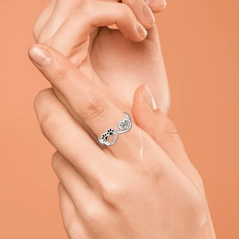 Anello Zampa con Cuore & Infinito