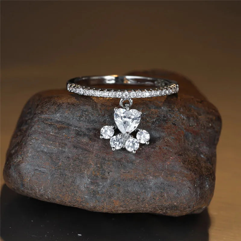 Anello Zampa & Cuore Bicolore