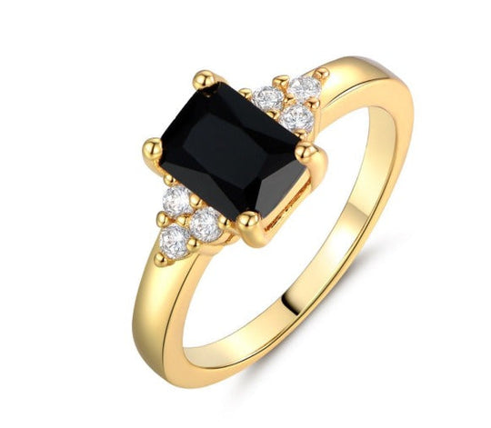 Anello Baguette con spinello nero