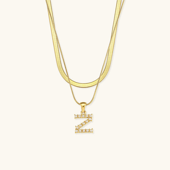 Collana con lettera iniziale in oro a strati Fiona