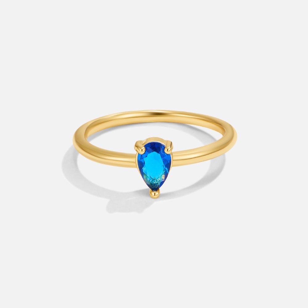 Anello a goccia con pietra portafortuna