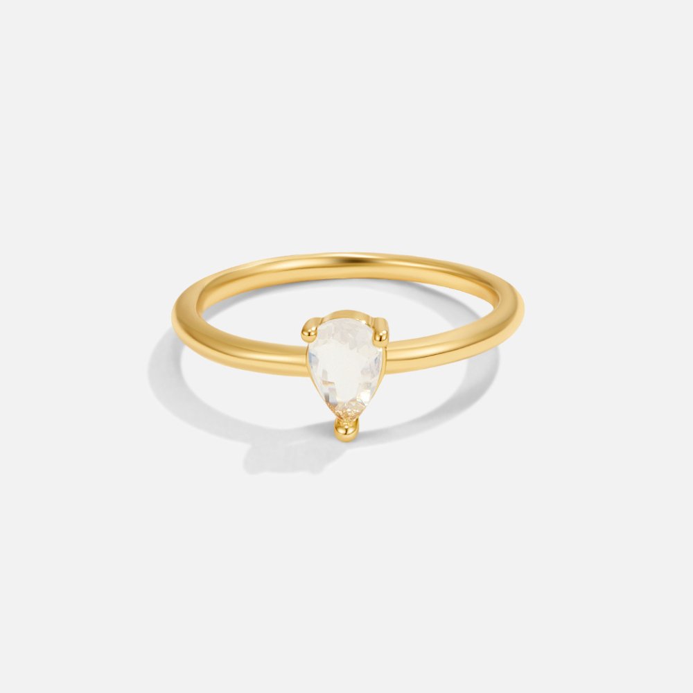 Anello a goccia con pietra portafortuna