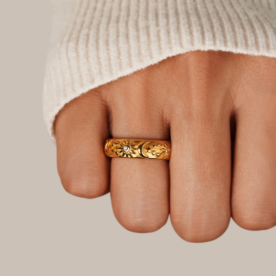 Anello in oro celeste