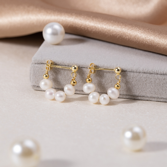 Orecchini a cerchio con perle Celine